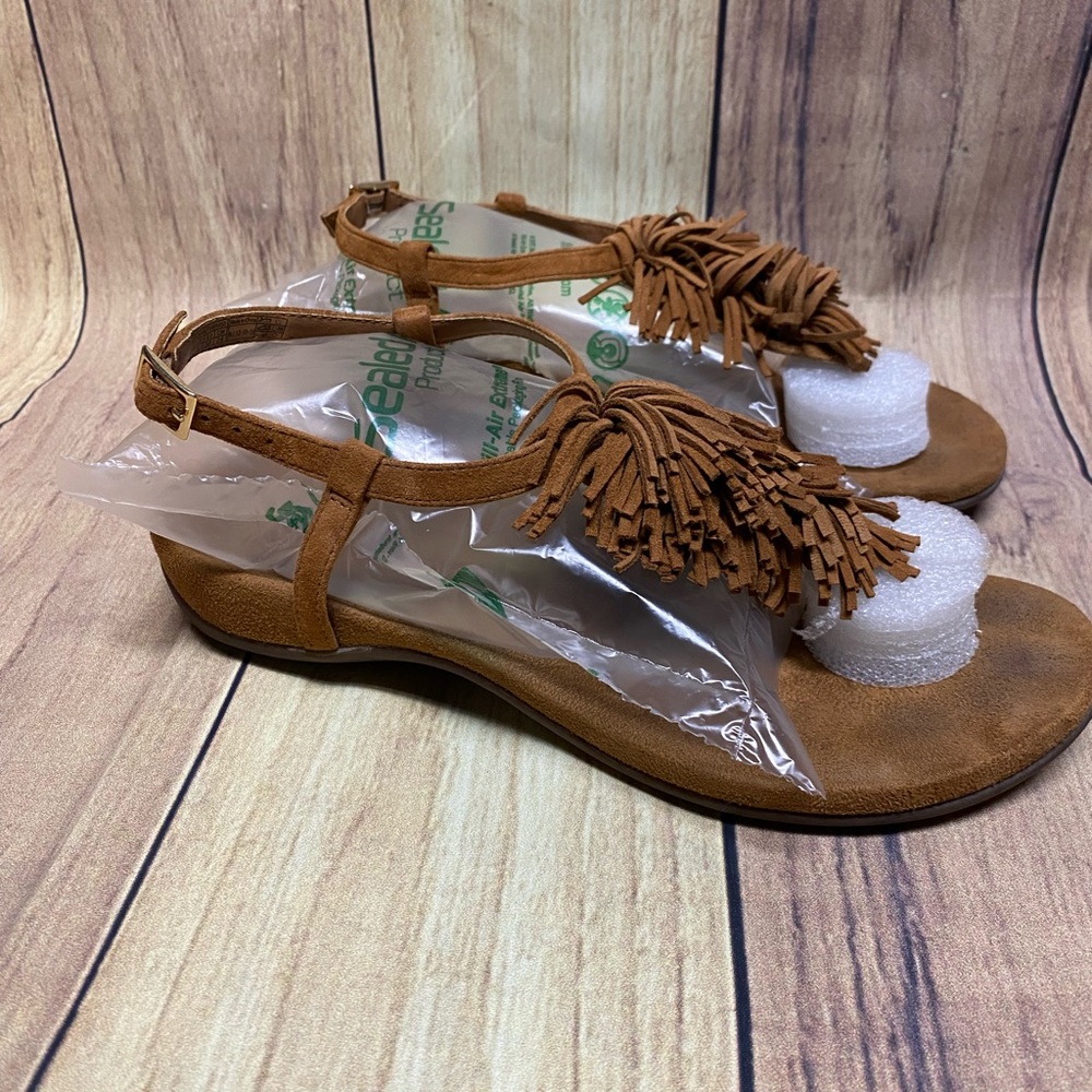 Vionic Suede Pom Pom Sandal